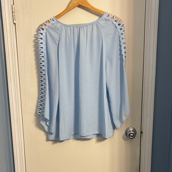 Zac & Rachel Sky Blue Blouse with Cut-Out Sleeves - Picture 6 of 8